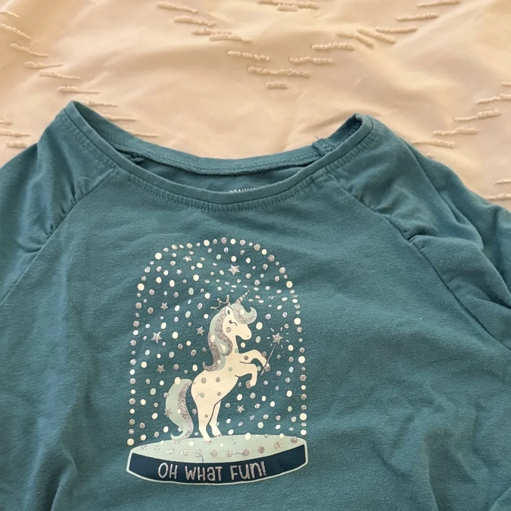 Girl’s Teal Long Sleeve Unicorn Shirt